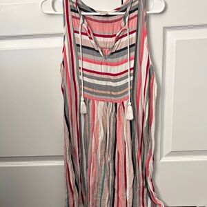 Loft beach Striped Sleeveless Dress with Tassels